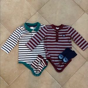 Set of 2 long- sleeved bodysuits for boys 6-12 months
